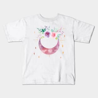 Roses moon watercolor Kids T-Shirt